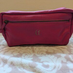Mark & Graham Leather Travel Pouch Dark Fuchsia Everyday Toiletries Zip